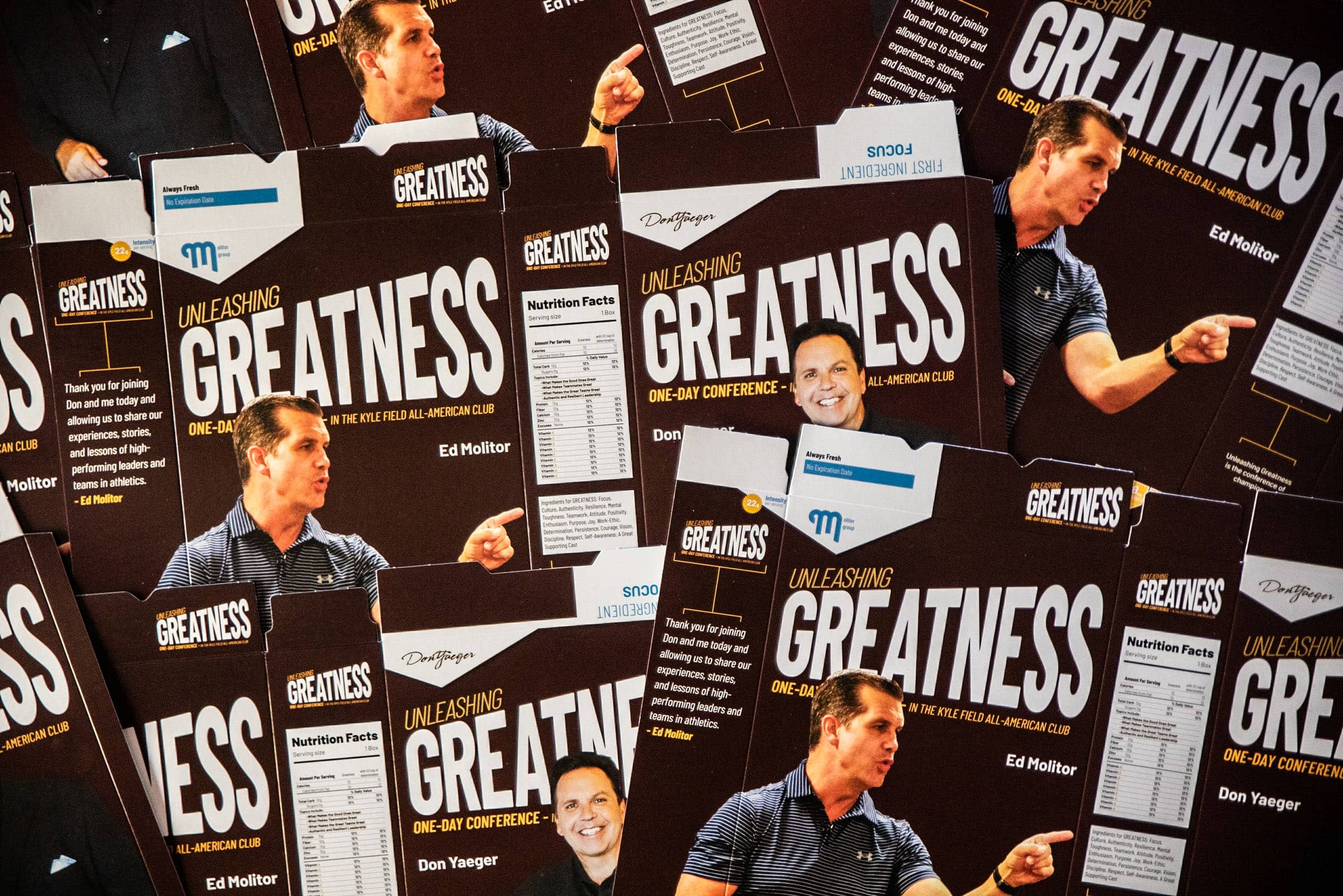 Unleashing Greatness cardboard packaging layed flat
