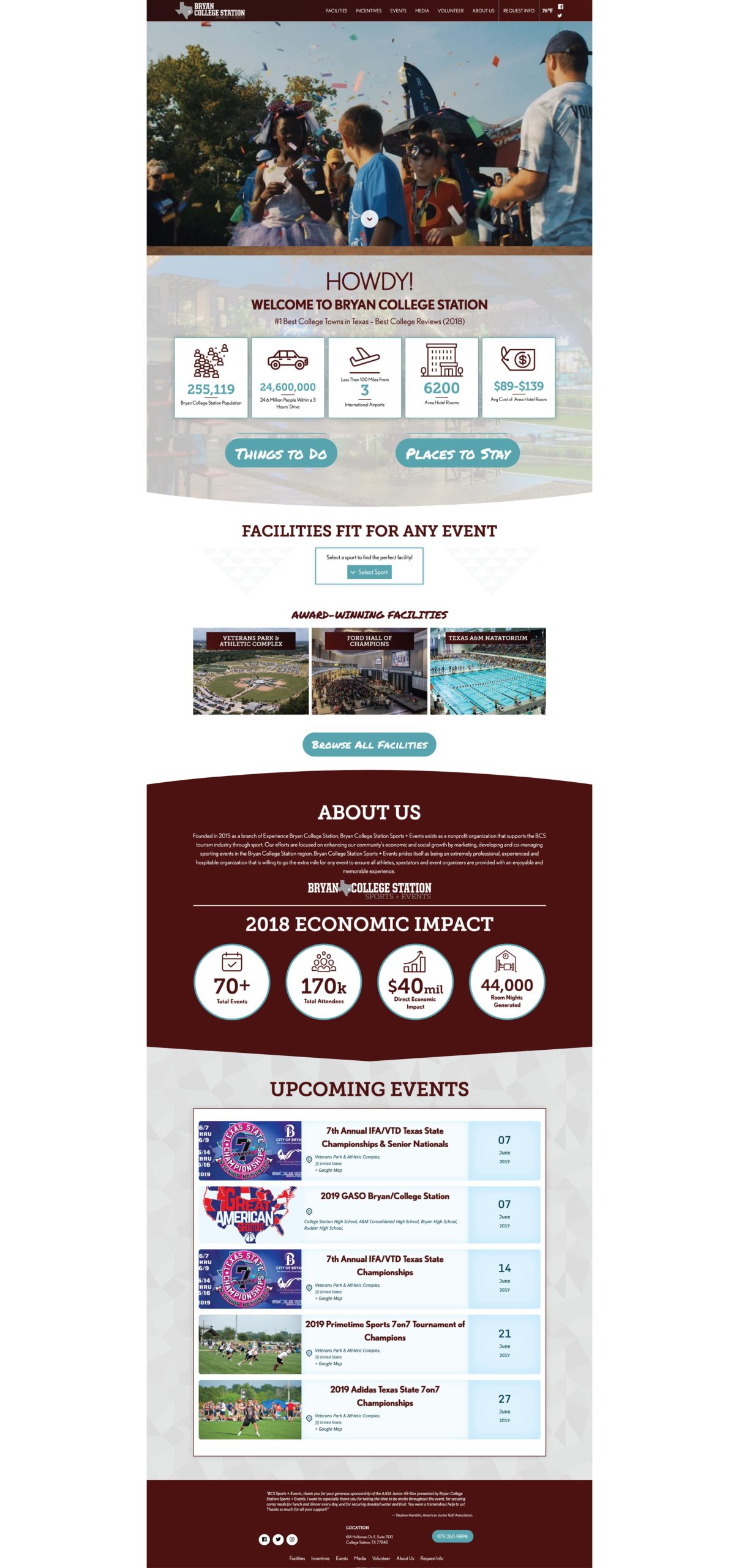 bcs sports and events website screenshot