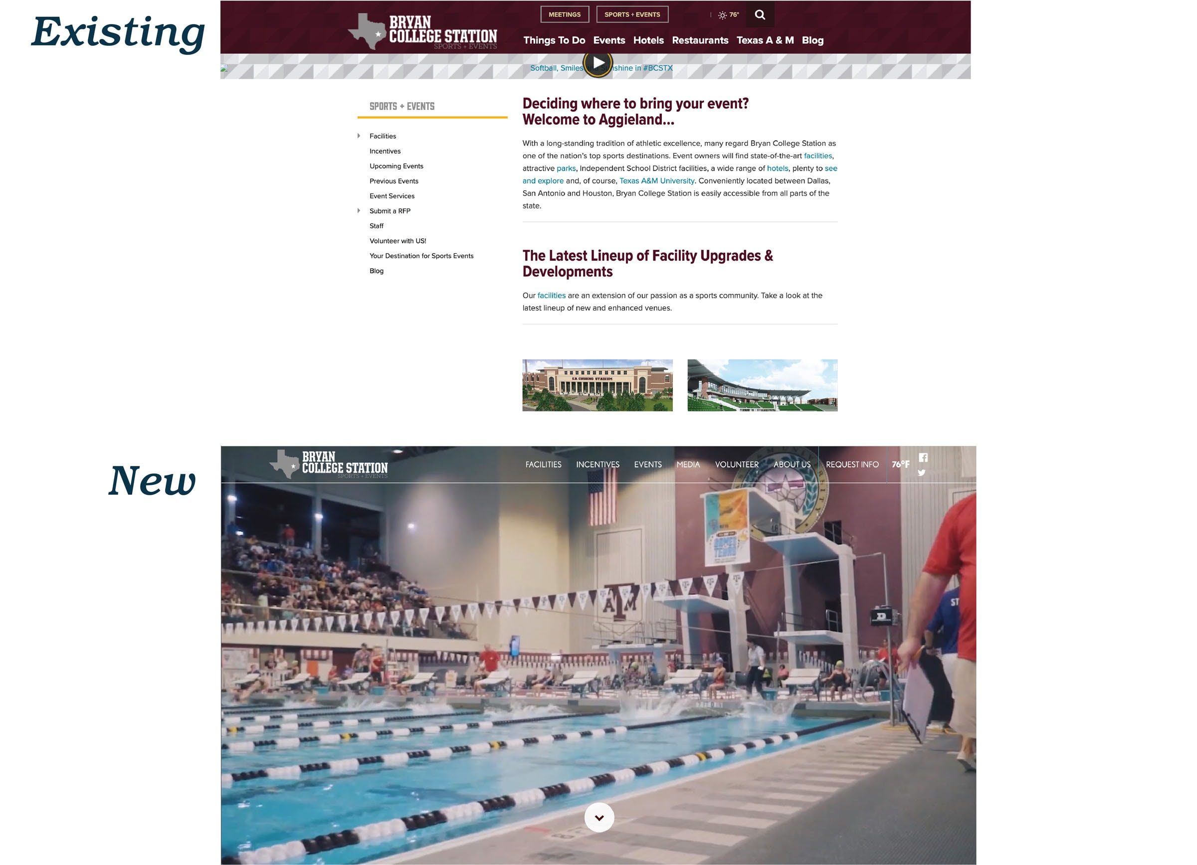 bcs sports website before and after